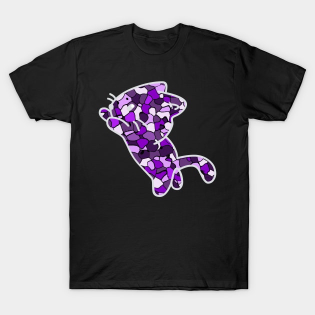 Cat Jewel Art - Stay Pawsitive (purple) T-Shirt by YasudaArt